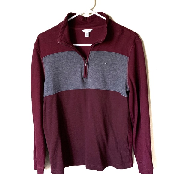 Calvin Klein Other - Calvin KleinMaroon and Gray 1/4 Zip Sweater Size M